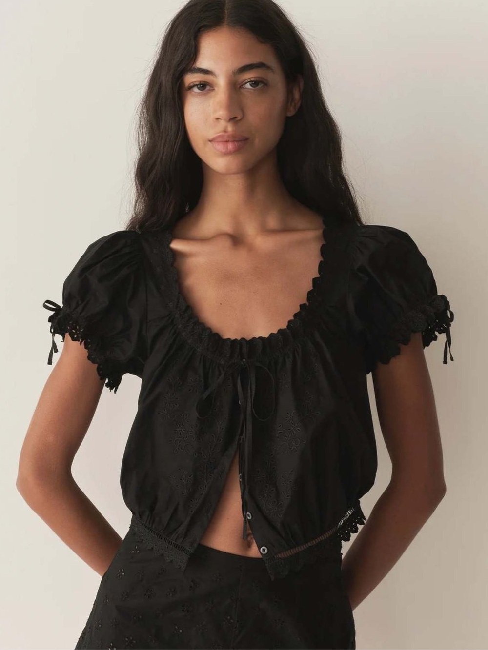 House of Harlow 1960 2pc Black Embroidered Top And Pants Set - Picture 3 of 9